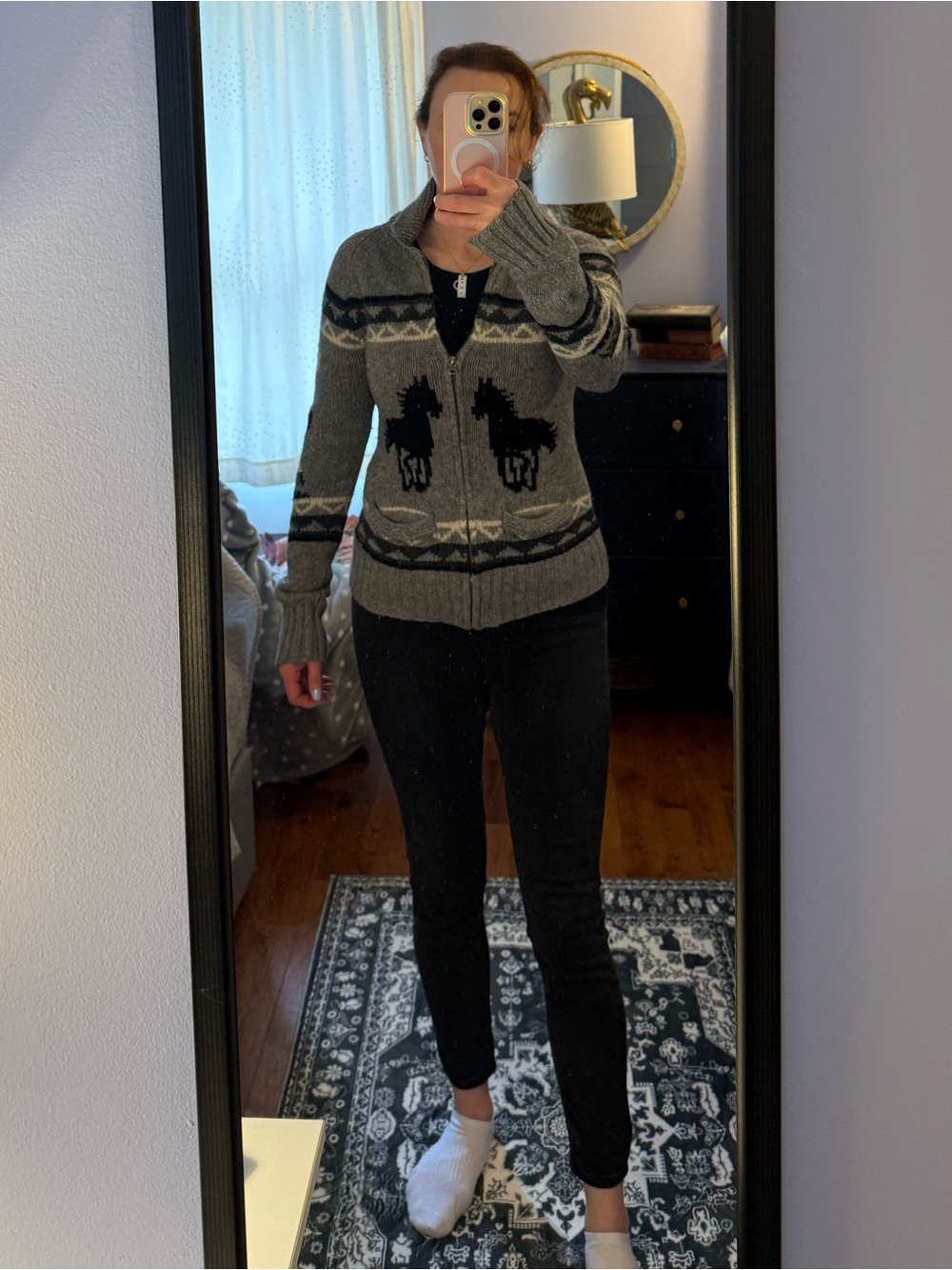 TNA Black and Gray Knit sweater with horse motif - Picture 6 of 7